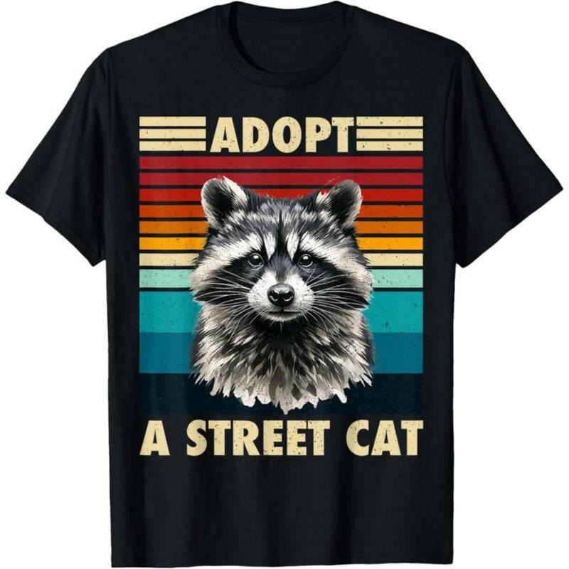 Raccoon Vintage Retro Racoon Gifts For Women Men Kid Funny T-Shirt Pure Cotton Graphic Tees Menswear Top: Gifts for Men &...