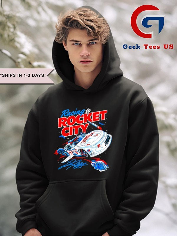 Racing to Rocket City 57 Claremont NC NASCAR Stock Car Speedway Motorsport signature T-shirt