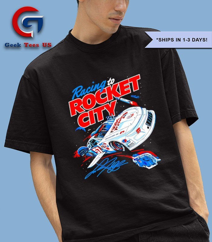 Racing to Rocket City 57 Claremont NC NASCAR Stock Car Speedway Motorsport signature T-shirt