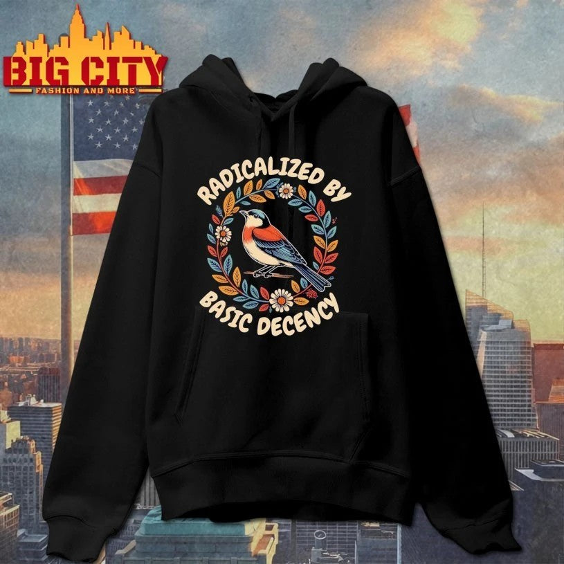 Radicalized by basic decency t-shirt