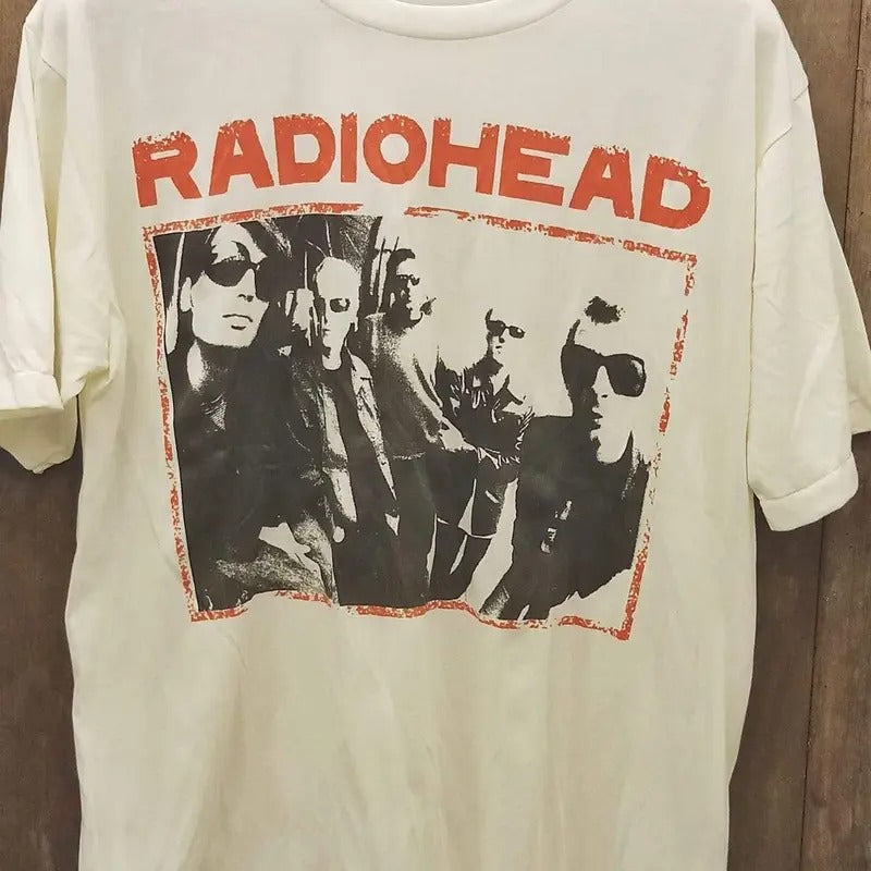 Radiohead Rock Band White Short Sleeve Cotton T-shirt Unisex S-3XL Menswear Top Hoodie, Sweatshirt | UrbanDripWear.com