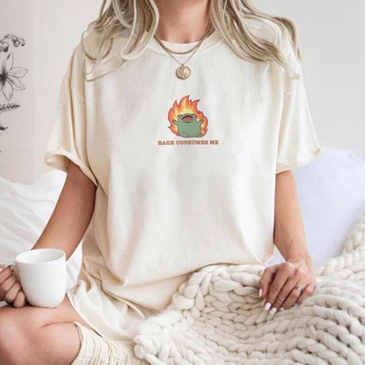 Rage Consumes Me Frog Tshirt, Frog Pond TShirt, Meme Frog Shirt, Nature Lover Gift, Funny Frog Retro T-Shirt, Cute Frog Shirt Top Womenswear