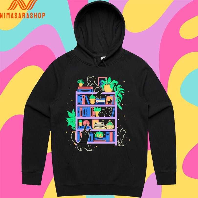 Rainbow Bookshelf Cats Shirts