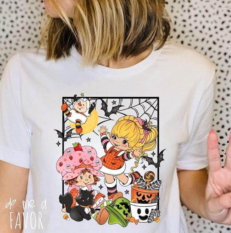 Rainbow Bright Brite Halloween Shirt, Halloween Graphic Design, 90s Halloween Shirt, Strawberry Shortcake Hoodie, Sweatshirt
