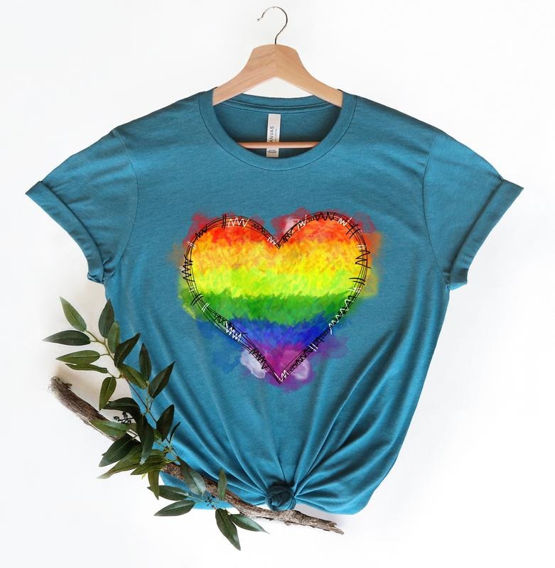 Rainbow Heart Shirt Pride Heart Shirt Lgbt Shirt Lgbt Shirt Gift Lgbt Shirt Funny Pride Shirt Women Pride Gift Pride...