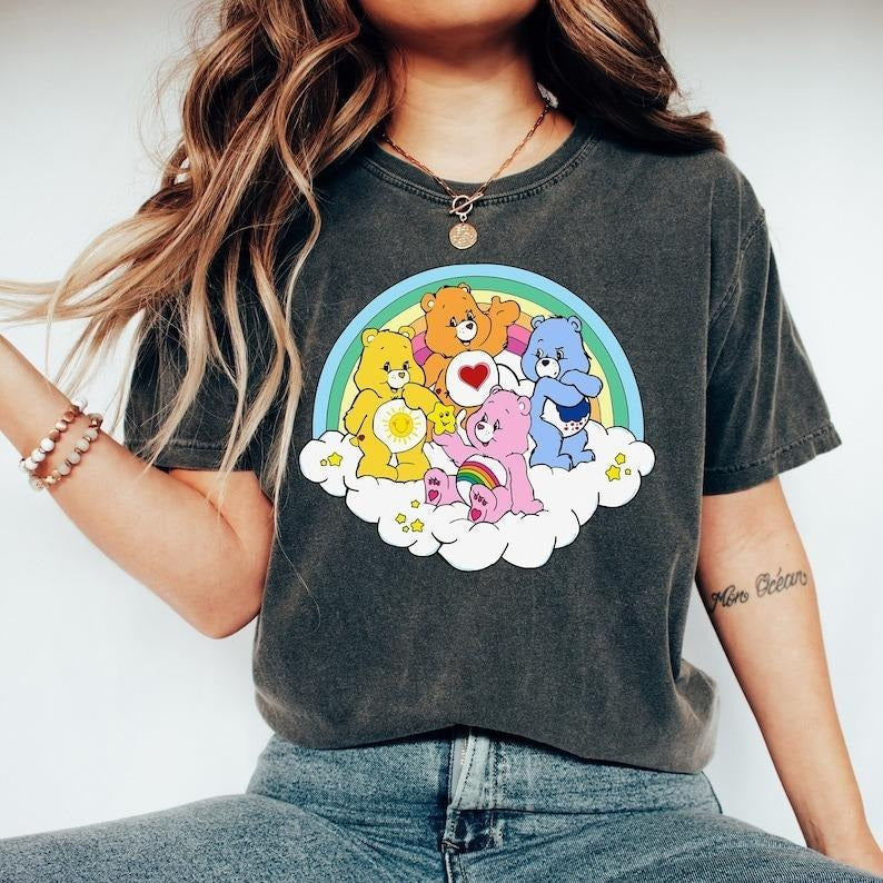 Rainbow Party Care Bears Shirt, Care Bear Birthday Shirt, 80s Cartoon Shirt, Birthday Party Shirt, Nostalgia Clothing...