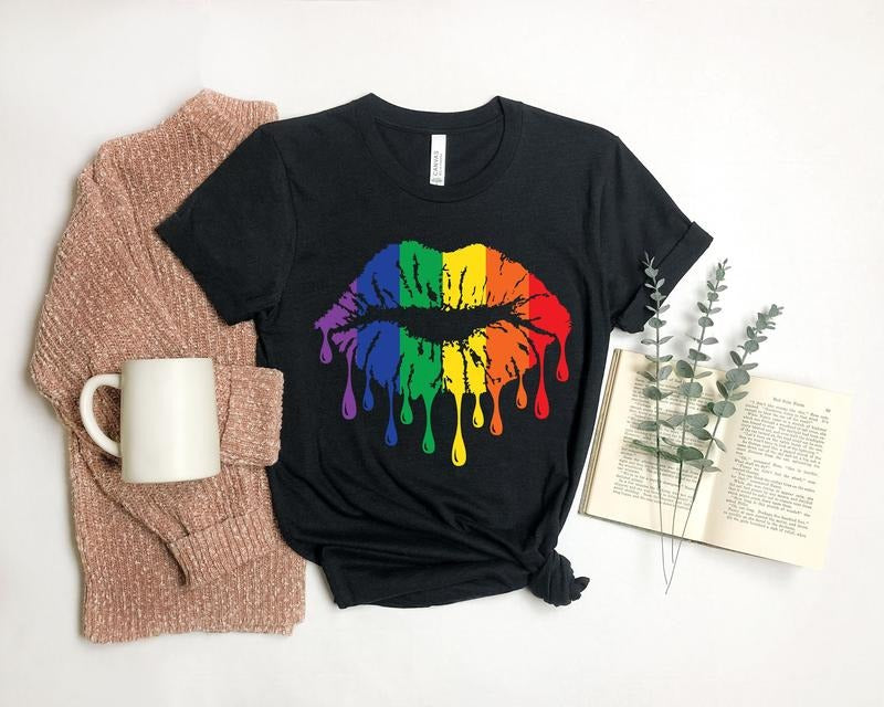 Rainbow Pride T Shirt Hoodie Sweater Rainbow Lips Shirt Lips Shirt LGBT Shirt Pride Shirt LGBT Pride Shirt Pride Tee LGBT...