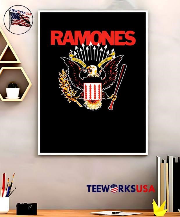 Ramones Look Out Below Eagle Baseball Bat T-Shirt