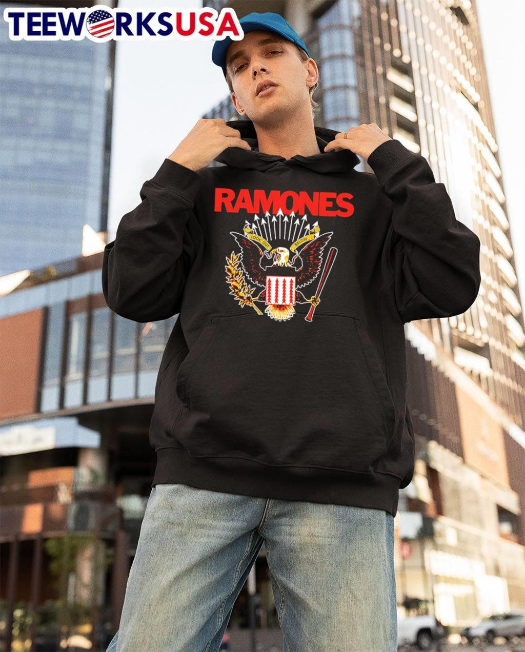 Ramones Look Out Below Eagle Baseball Bat T-Shirt