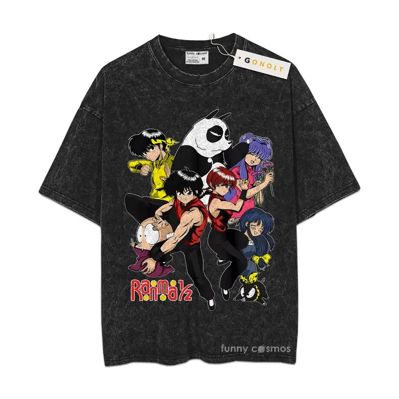 Ranma 1,2 Nibunnoichi Japanese Kawai Shortsleeve New Top Mineral Wash TShirt Hoodie, Sweatshirt | UrbanDripWear.com