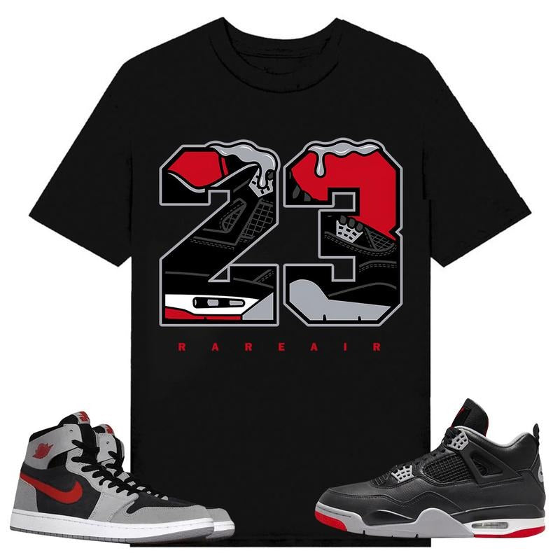 Rare Air 23, Shirt to match A J 1 High Zoom CMFT 2 Fire Red Cement Grey, A J 4 Bred, Shirt to matching Sneaker Hoodie,...