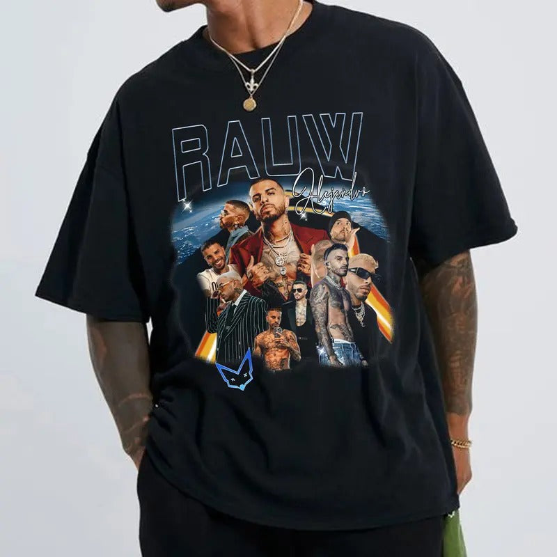 Rauw Music Alejandro Rapper Vintage T-Shirt, Latina Music Hoodie, Vintage 90s Hip Hop R&B  T-Shirt Cool Rapper Shirt,...