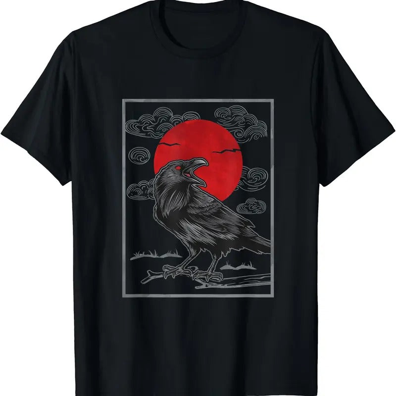 Raven Red Moon Anime Japanese Art TShirt Hoodie, Sweatshirt | UrbanDripWear.com