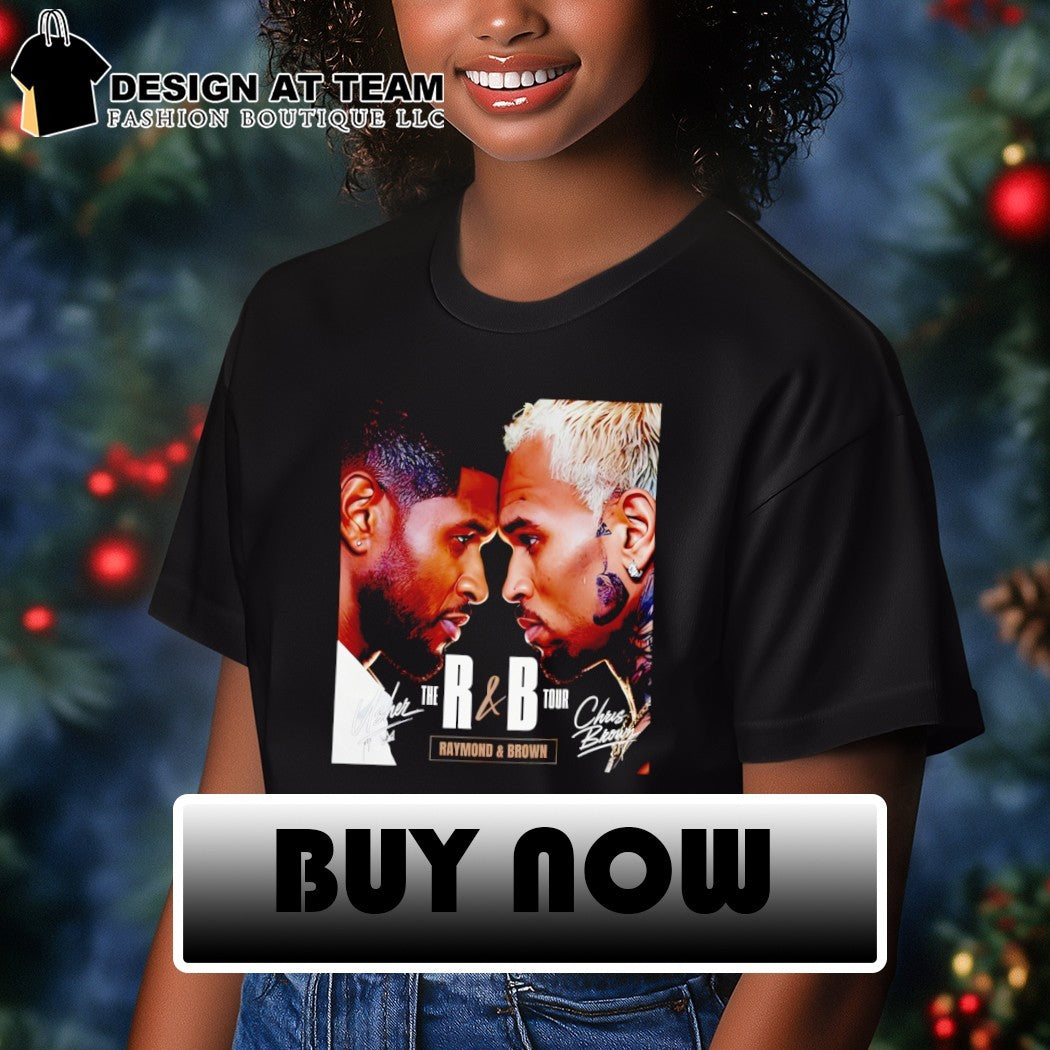 Raymond Brown Usher Chris Brown R and B Tour poster signature shirt