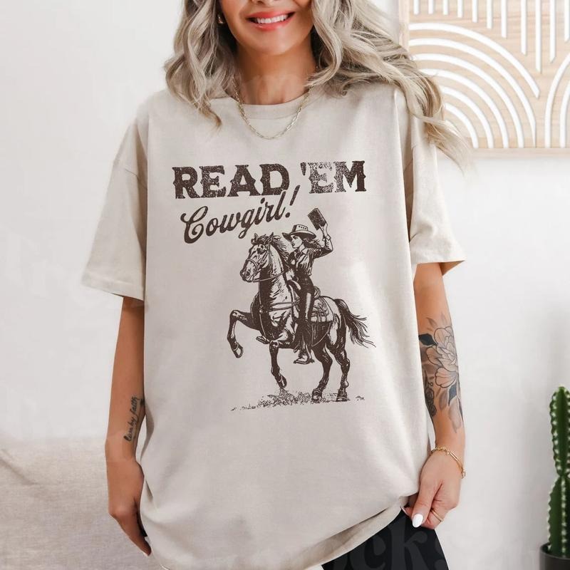 Read 'Em Cowgirl Shirt, Bookish Cowgirl Shirt, Cowboy Romance Reader Club Western Book Lover Shirt, Country Bookish Tee,...