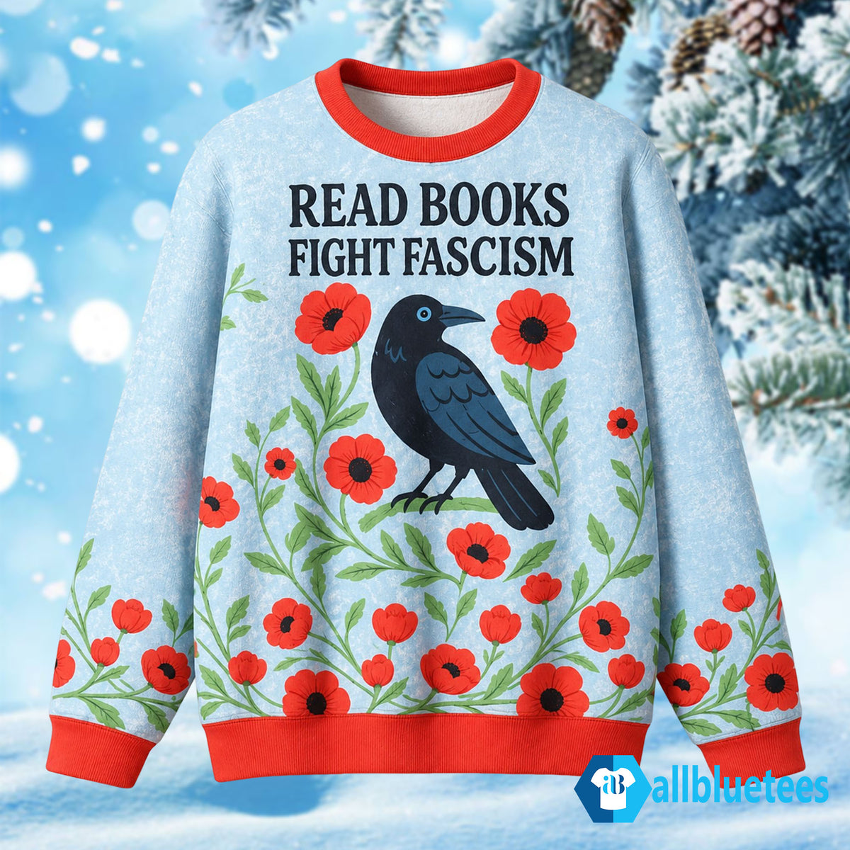 Read Books Fight Fascism Ugly Christmas Sweater