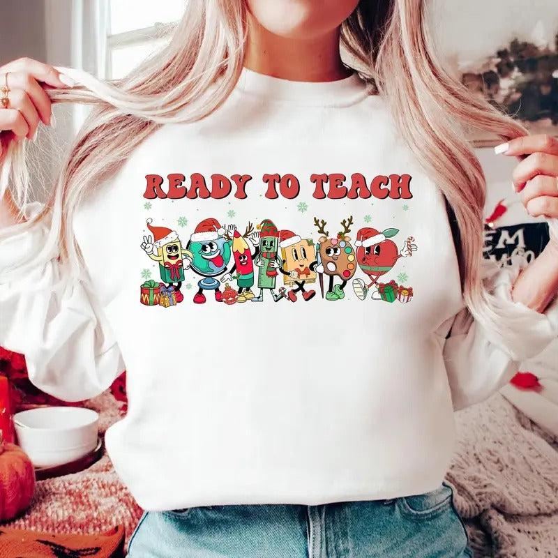 Ready To Teach Christmas Teacher Shirt Christmas Pencil Teacher Shirt Teacher Xmas Shirt Gift For Teacher Merry Teacher...