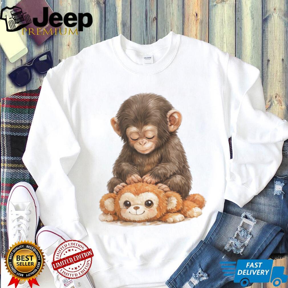 Realistic Baby Chimpanzee and Monkey Plush Friend Comfort Colors T Shirt