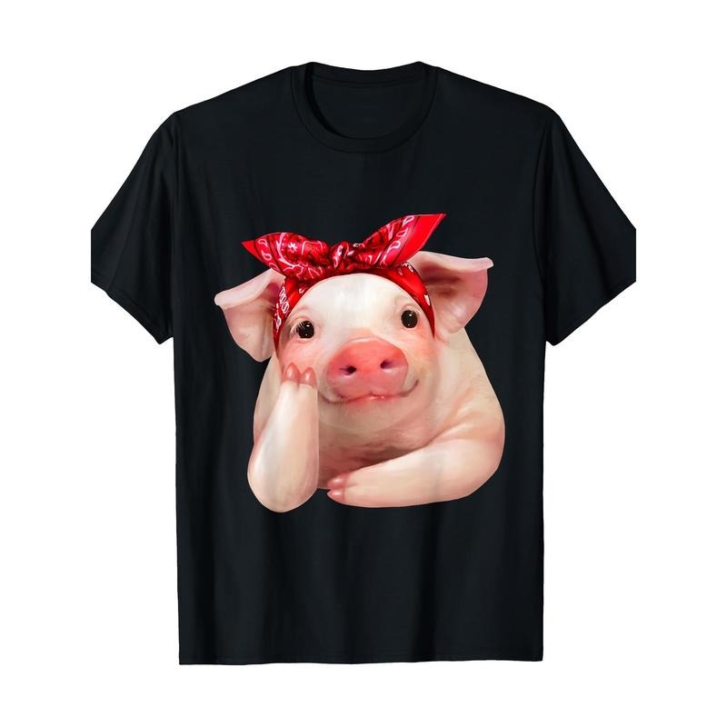 Red Bandanna Pig Funny I Love Piggy T Shirt220g made in usa T-Shirts, Hoodie, Sweatshirt | UrbanDripWear.com