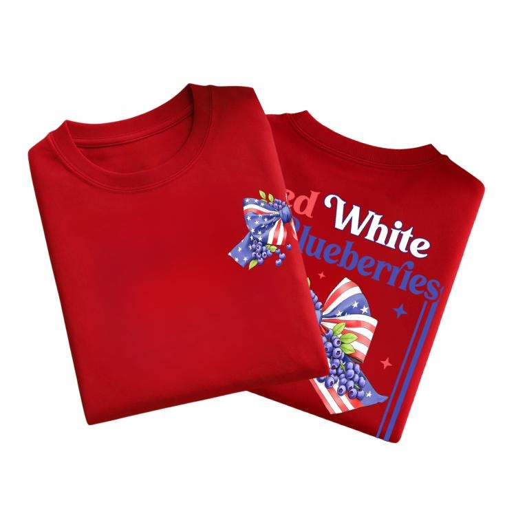 Red White & Blueberries Shirt, Patriotic Shirt, USA Flag Bow Graphic Tee, Gift for Men Women Hoodie, Sweatshirt