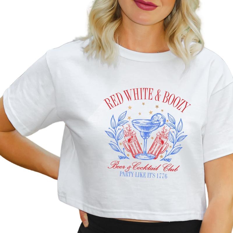Red White & Boozy, Beer & Cocktail Club Party Like It's 1766 T-Shirts, 4th Of July Tops and Sweatshirts, July Fourth...