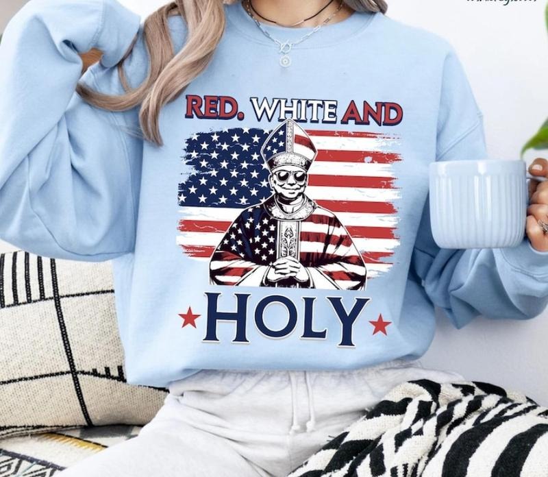 Red White Holly Shirt, Pope Leo XIV T-Shirt, Robert Francis Prevost First American Pope Shirt, First American Pope in...