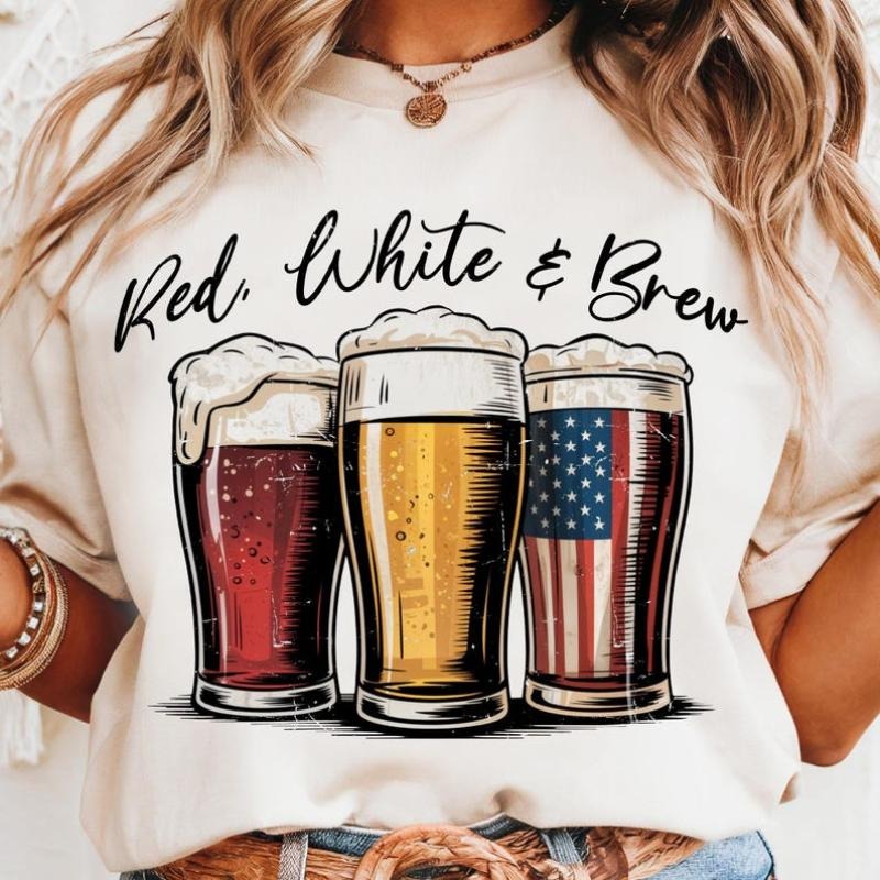 Red White and Brew Shirt, Fourth Of July Beer Tee, Beer Lovers July 4th , Independence Day Shirt , Patriotic Beer...