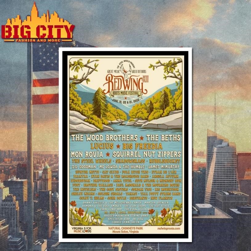 Red Wing Roots Music Festival June 19-21 2026 Tour Poster Shirt