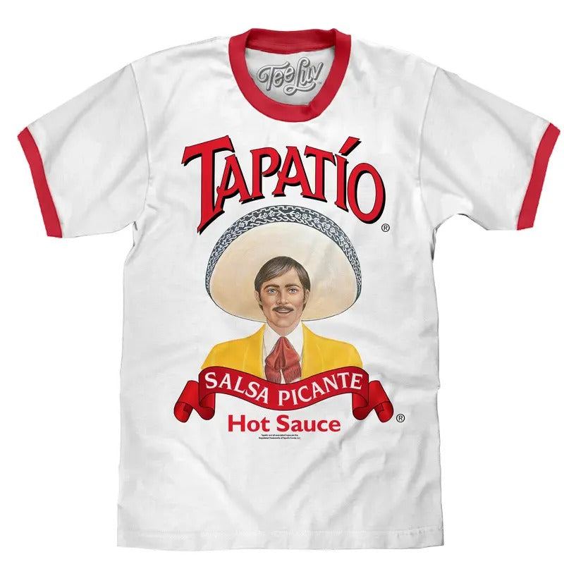 Tapatio Hot Sauce Ringer T-Shirt - White/Red Hoodie, Sweatshirt | UrbanDripWear.com