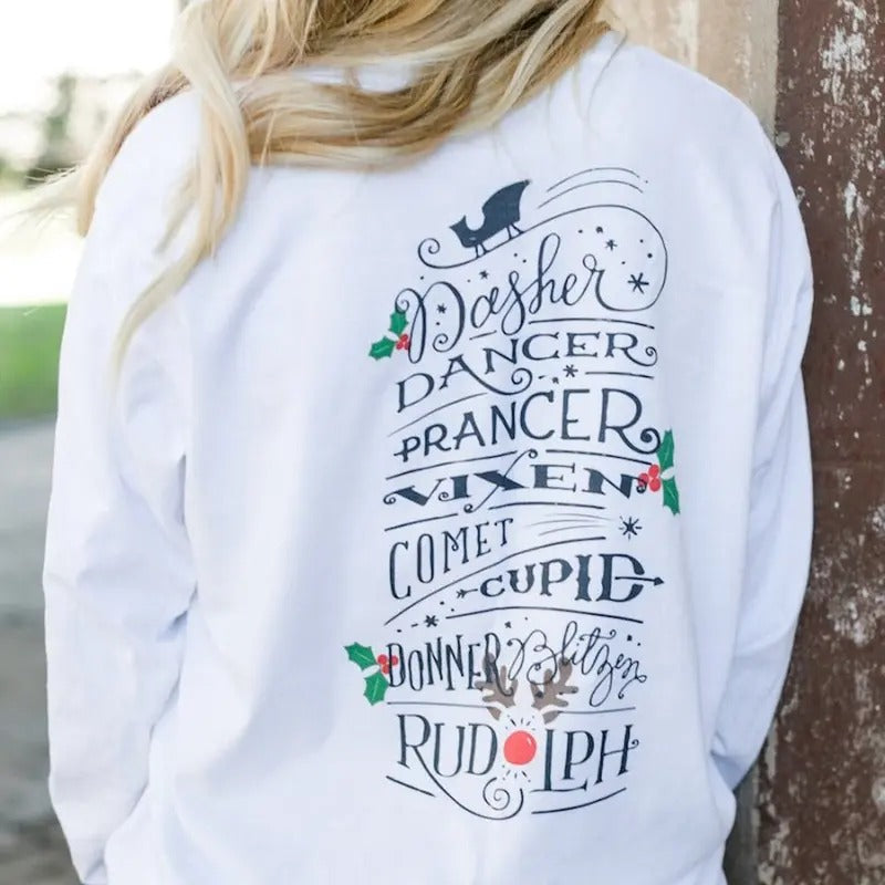 'Reindeer Names' Front & Back Sweatshirt T-Shirts, Hoodie | UrbanDripWear.com