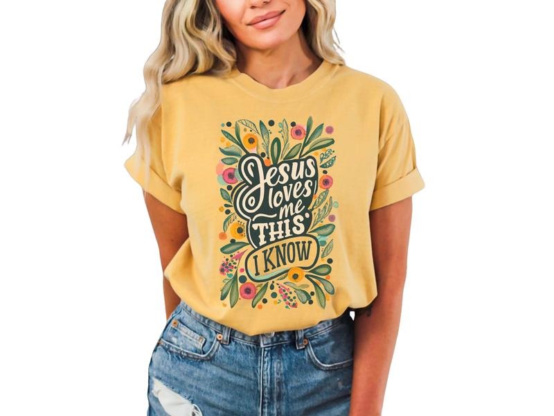 Religious Easter T Shirt, Jesus Loves Me Shirt, Floral Easter Sunday Tee, Egg Hunt Outfit, Christian Biblical Easter...