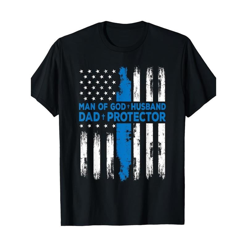 Religious Man Of God Husband Dad Protector T-Shirt - 220g made in usa Hoodie, Sweatshirt | UrbanDripWear.com