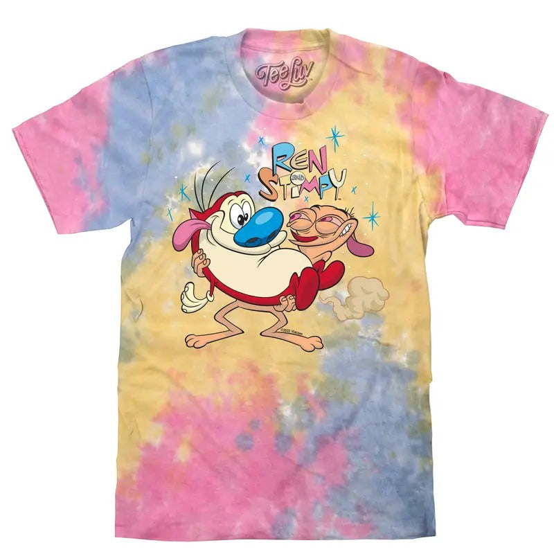 Ren & Stimpy Slap Tie Dye T-Shirt - Sherbert Tie Dye Hoodie, Sweatshirt | UrbanDripWear.com