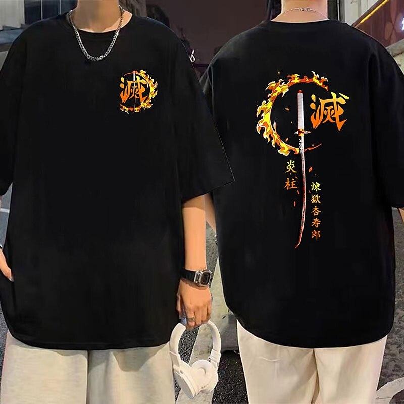 Rengoku Kyoujurou T-shirt Print Classic Street Style For Couple Men Women, Anime shirt 2024, Hot Stamping Casual Daily...