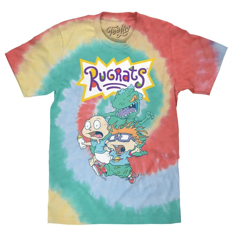 Reptar, Tommy, and Chucky Rugrats Tie Dye T-Shirt - Gum Drop Hoodie, Sweatshirt | UrbanDripWear.com
