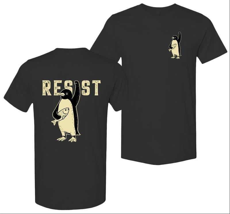 Resist Penguins Shirt, Unisex Tee With Penguins Against Tariffs, Crewneck Graphic Printed Unisex Cotton T-shirt for Men...