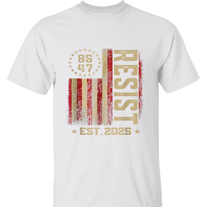 Resist T-Shirt with American Flag - Graphic Tee for Political Activism, Protest, and Anti-Trump Resistance Movements,...