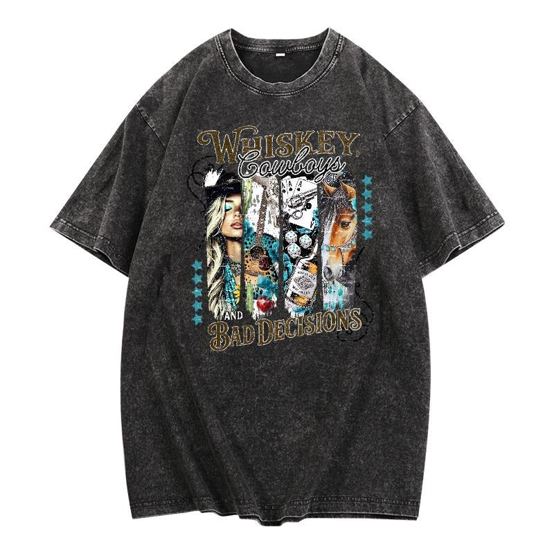 Retro - Washed T - Shirt: Embrace the Whiskey - Cowboy Lifestyle style 02 Hoodie, Sweatshirt | UrbanDripWear.com
