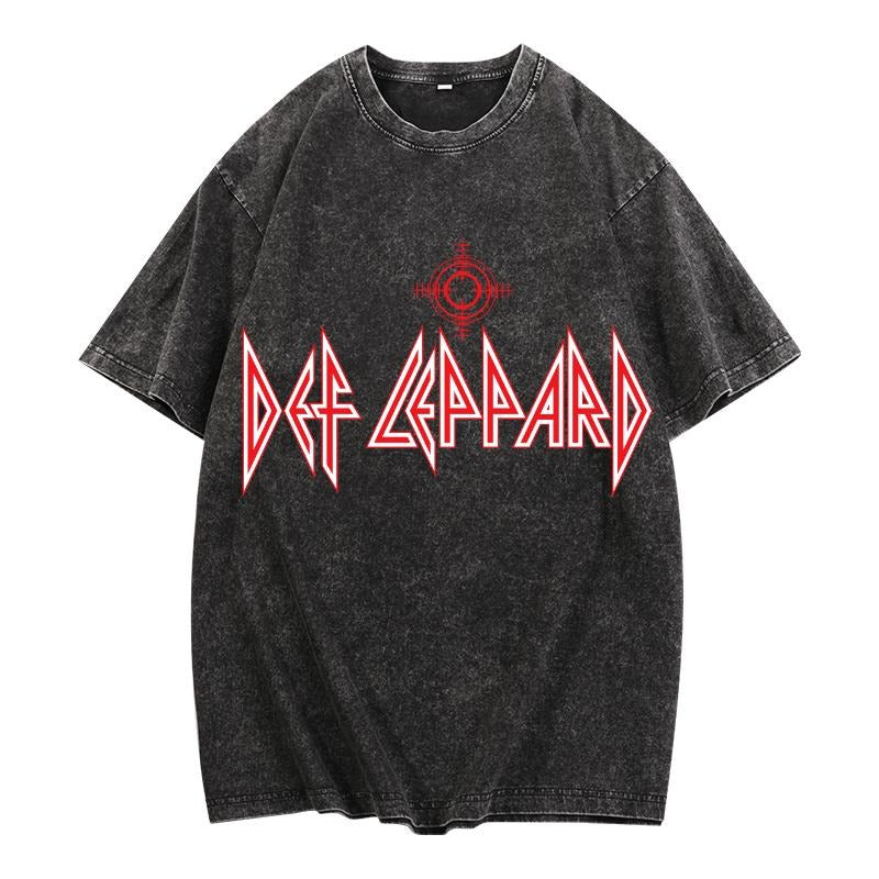 Retro - Washed T - Shirt Featuring a Timeless "DEF LEPPARD" Typographic Design Hoodie, Sweatshirt | UrbanDripWear.com