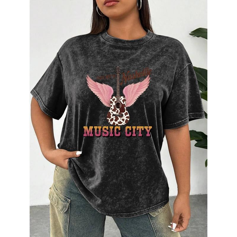 Retro - inspired Washed T - shirt: "Take Me to Nashville Music City" Design Hoodie, Sweatshirt | UrbanDripWear.com