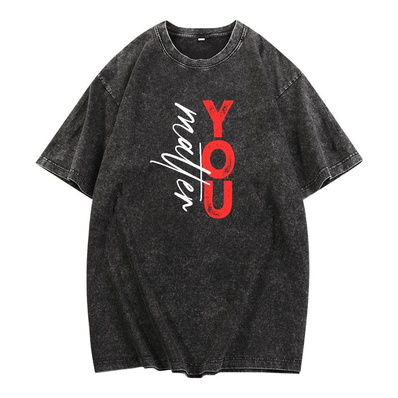 Retro - styled Washed T - Shirt: 'You Matter'