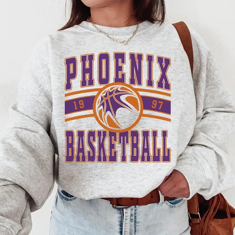 Retro All Team Women's Basketball Crewneck Sweatshirt, Classic Jersey Graphic Design, Comfortable Fabric, Ideal Gift for...