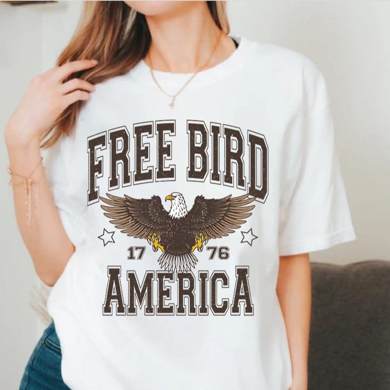 Retro American Eagle Shirt Sweatshirt Hoodie, Free Bird American 1776 Shirt, Rock N Roll Shirt, Vintage Free Bird Tee,...