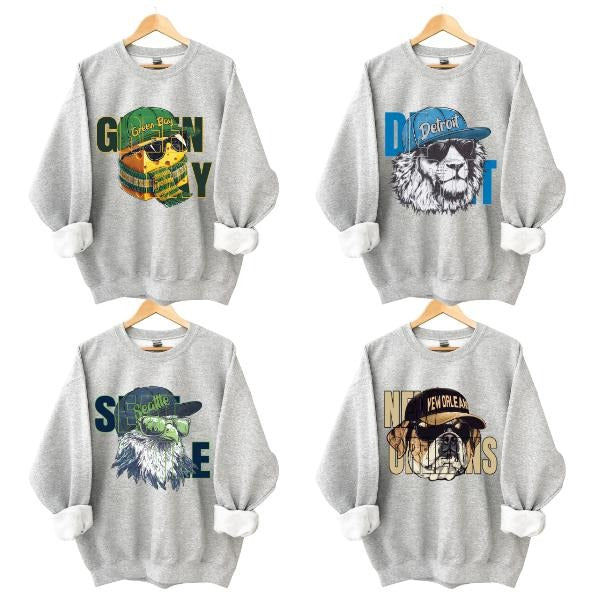 Retro Animal Mascot Sweatshirt All Team Graphic, Bold Snapback Fan Gear, Unisex Fit Crewneck for Sports Lovers, Game Day...