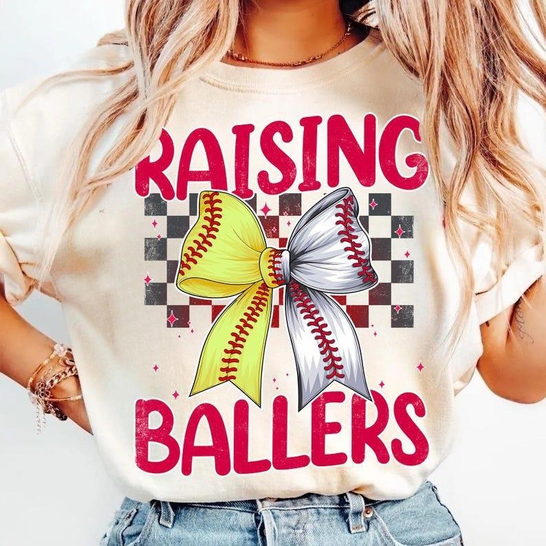 Retro Ballers Shirt, Baseball Softball Mama sweatshirt, Game Day Checkered Bow T-Shirt Hoodie | UrbanDripWear.com