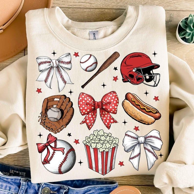 Retro Baseball Coquette Bow Sweatshirt Baseball Game Day Baseball Mom Sports Coquette Gift T-Shirts, Hoodie