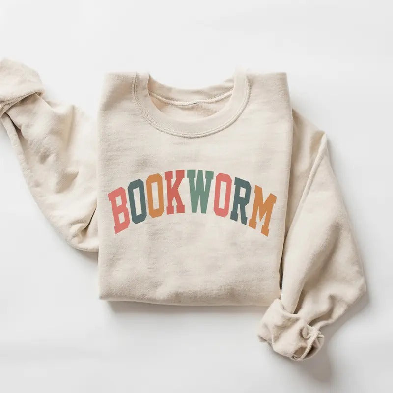 Retro Bookworm Sweatshirt, Bookworm Bookish Sweatshirt, Teacher Book Sweatshirt, Reading Shirt, Cute Teacher Reading...