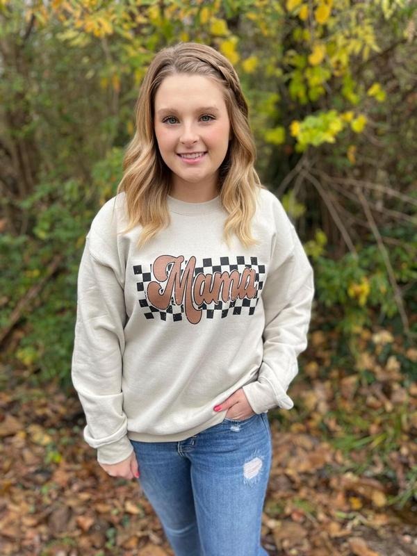 Retro Checkered Mama Sweashirt T-Shirts, Hoodie, Sweatshirt | UrbanDripWear.com