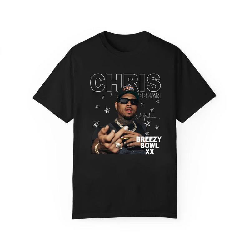 Retro Chris Brown Graphic T - Shirt, "Breezy Bowl XX" Design Hoodie, Sweatshirt | UrbanDripWear.com