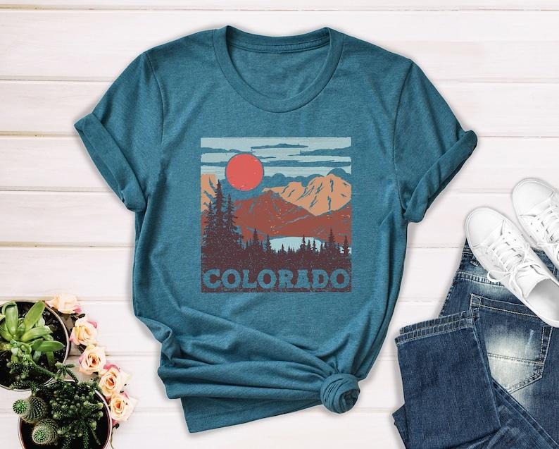 Retro Colorado Shirt, Rocky Mountain Tee, Camping Shirt, Vintage Colorado Mountain Shirt, Colorado Gift, Colorado State...